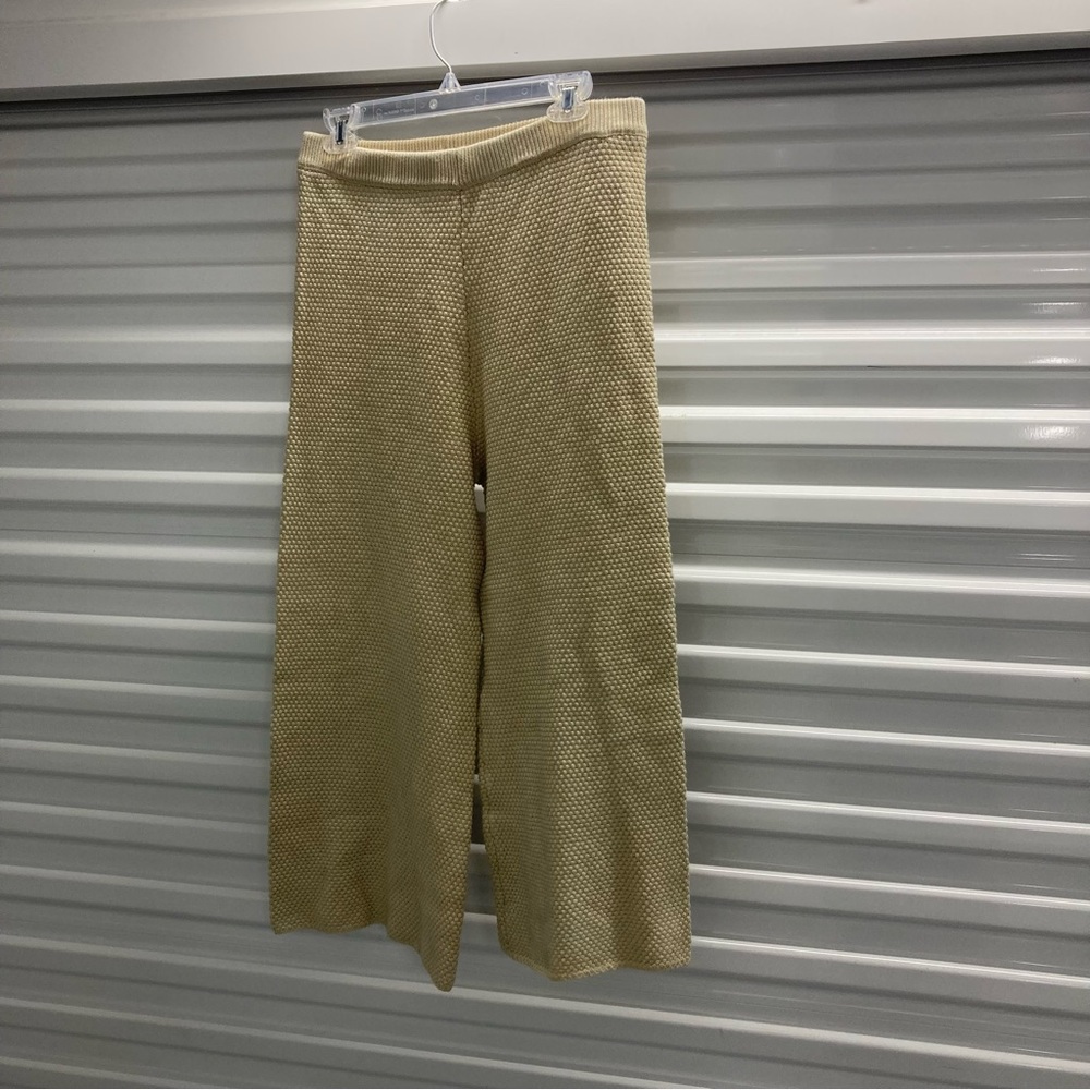 Elegant Cream Knit Wide-Leg Pants